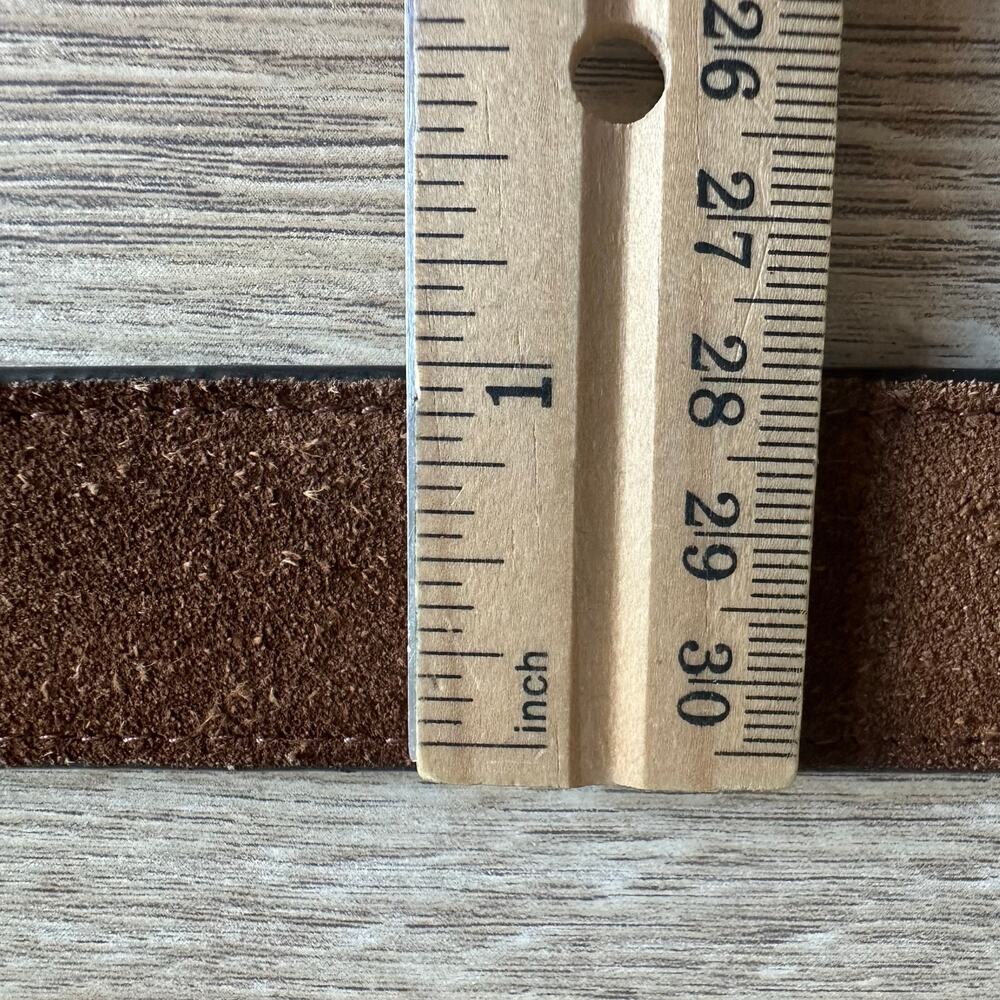 Lucky Brand Tan Suede Rope Engraved Western Buckle Belt Silver Tone L - Picture 6 of 7